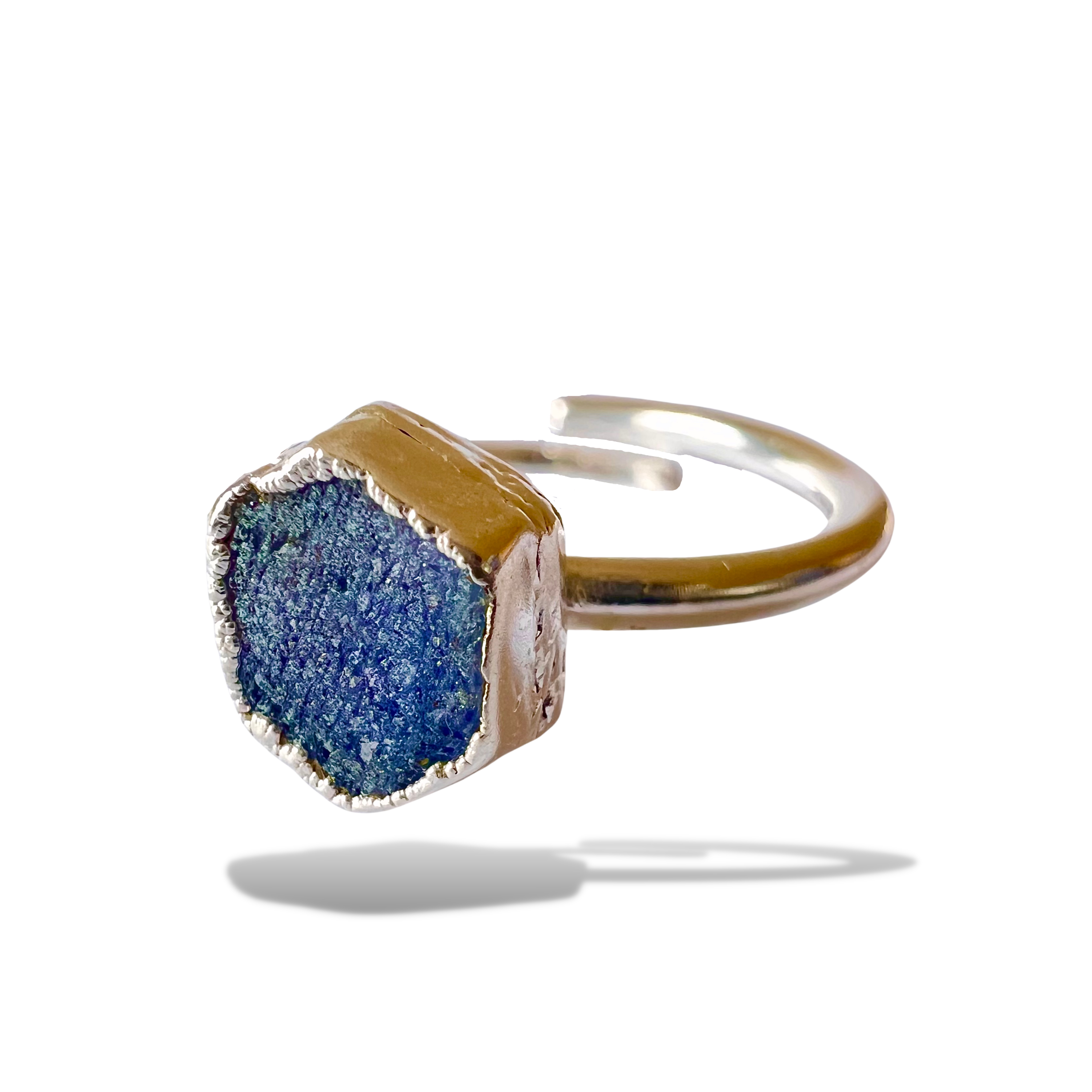 Mohan Silver Raw Sapphire Handmade Adjustable Ring in Sterling Silver ...