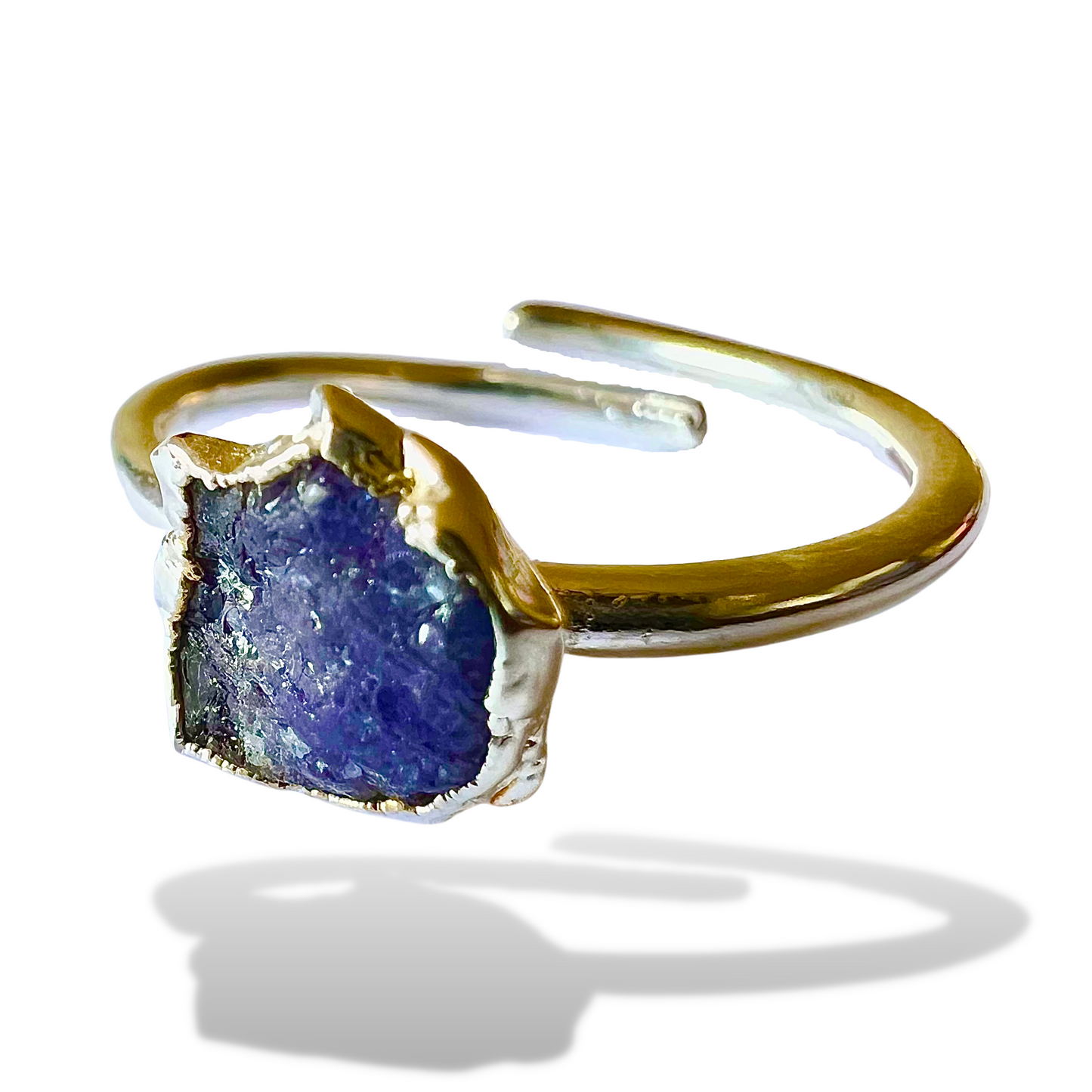 Raw Tanzanite Handmade Adjustable Ring in Sterling Silver